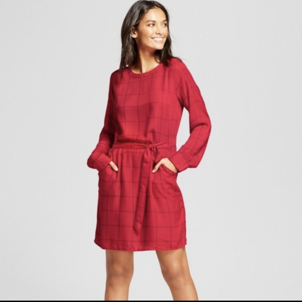 Red plaid dress